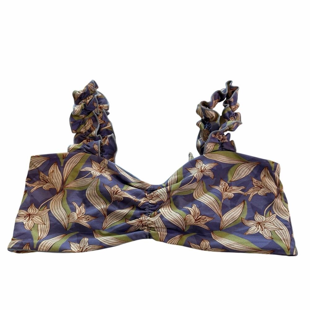 Shore Brand resort swimwear ruffle strap toe back bikini top size XL